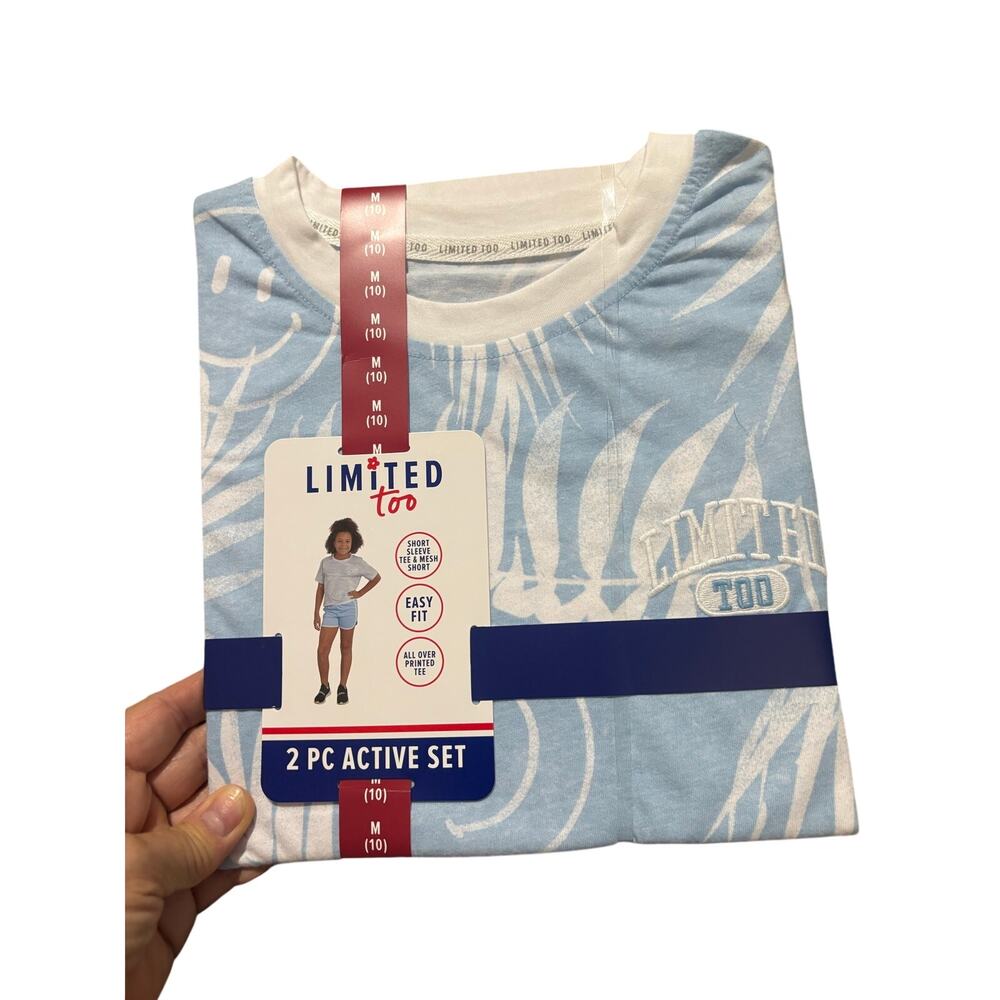 Limited Too M 10 short sleeve t and shorts set light blue tropical w/white nwt